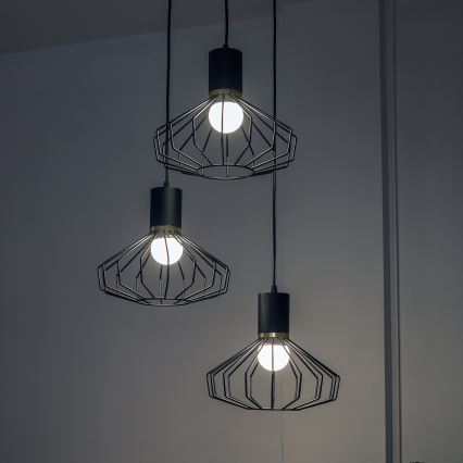 Suspension sur câble SOLANO 3xE27/15W/230V noir/doré