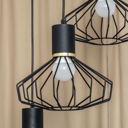 Suspension sur câble SOLANO 3xE27/15W/230V noir/doré