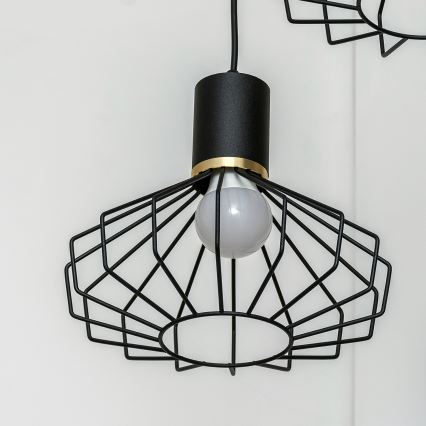 Suspension sur câble SOLANO 3xE27/15W/230V noir/doré