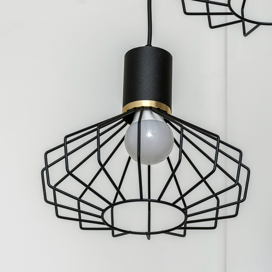 Suspension sur câble SOLANO 3xE27/15W/230V noir/doré