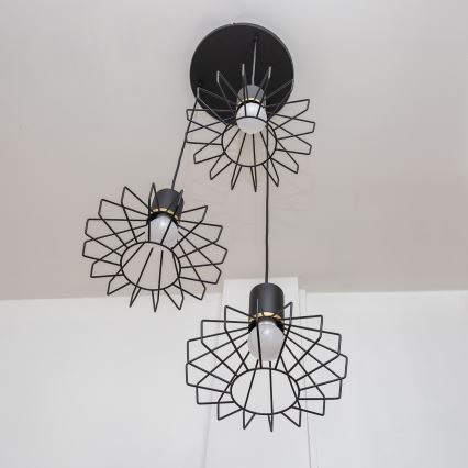 Suspension sur câble SOLANO 3xE27/15W/230V noir/doré