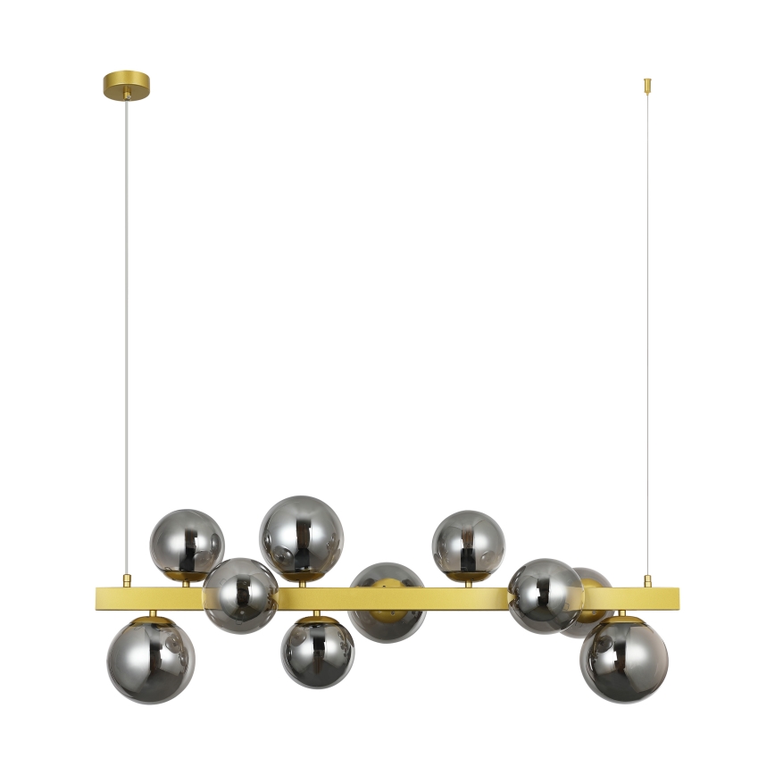 Suspension sur câble SOLARI 10xE14/15W/230V doré/noir fumé