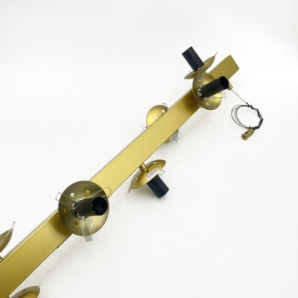 Suspension sur câble SOLARI 10xE14/15W/230V doré/noir fumé