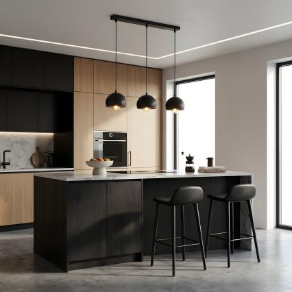 Suspension sur câble SOOL 3xE27/15W/230V noire