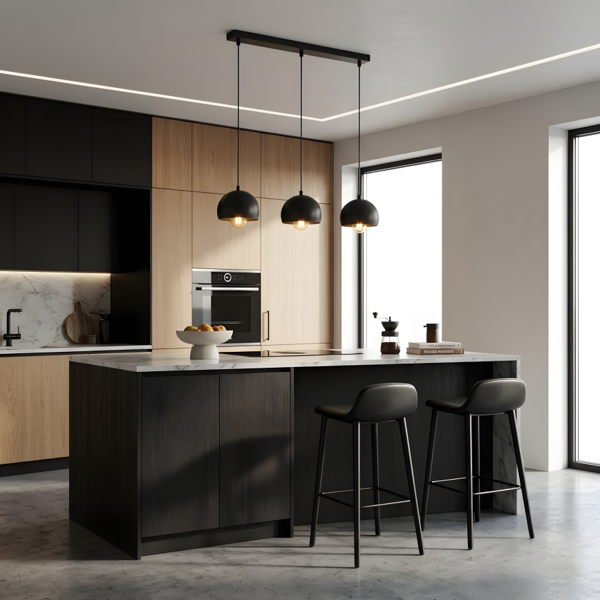 Suspension sur câble SOOL 3xE27/15W/230V noire