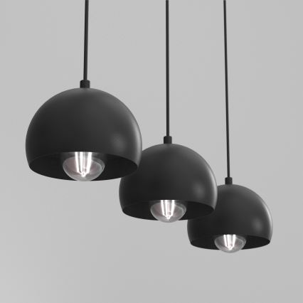 Suspension sur câble SOOL 3xE27/15W/230V noire
