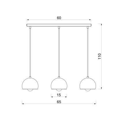 Suspension sur câble SOOL 3xE27/15W/230V noire