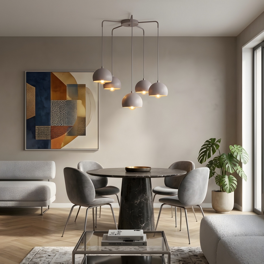 Suspension sur câble SOOL 5 x E27 / 15 W / 230 V, couleur crème