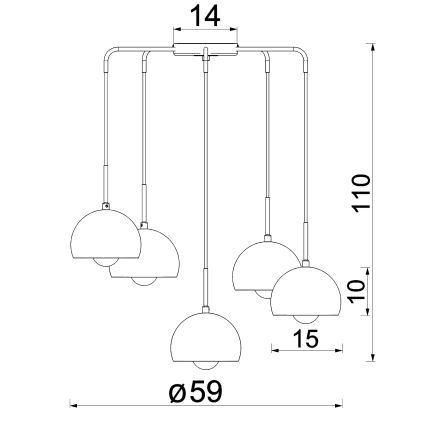 Suspension sur câble SOOL 5 x E27 / 15 W / 230 V, couleur crème