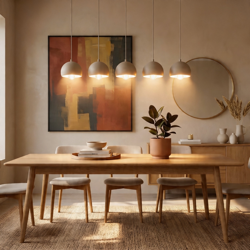 Suspension sur câble SOOL 5xE27/15W/230V beige