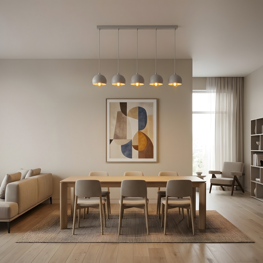 Suspension sur câble SOOL 5xE27/15W/230V blanche