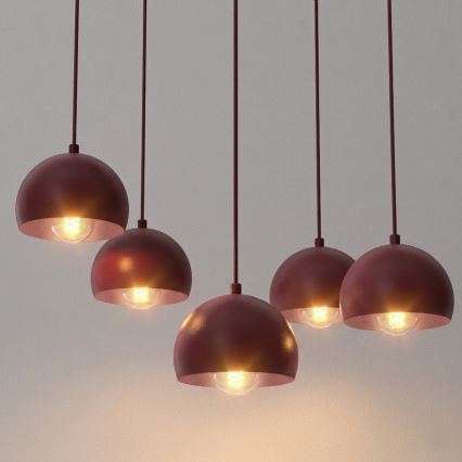 Suspension sur câble SOOL 5xE27/15W/230V bordeaux