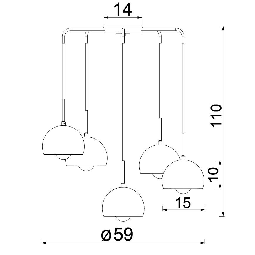 Suspension sur câble SOOL 5xE27/15W/230V bordeaux