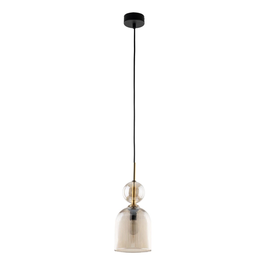 Suspension sur câble SOPHIA 1xE14/10W/230V noir/beige fumé