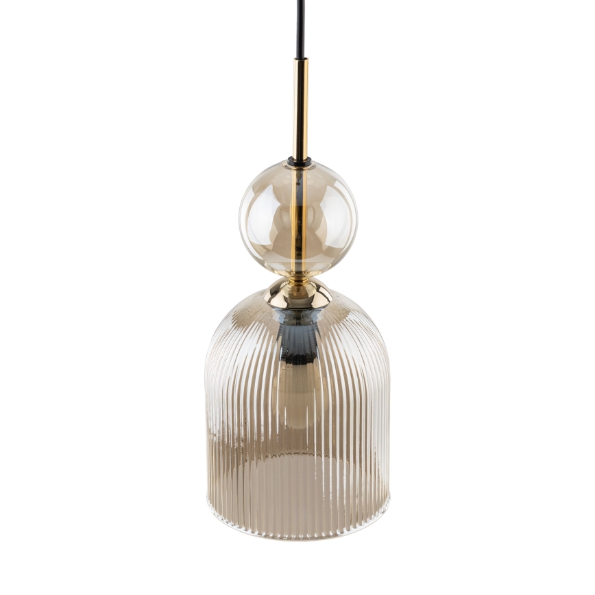 Suspension sur câble SOPHIA 1xE14/10W/230V noir/beige fumé
