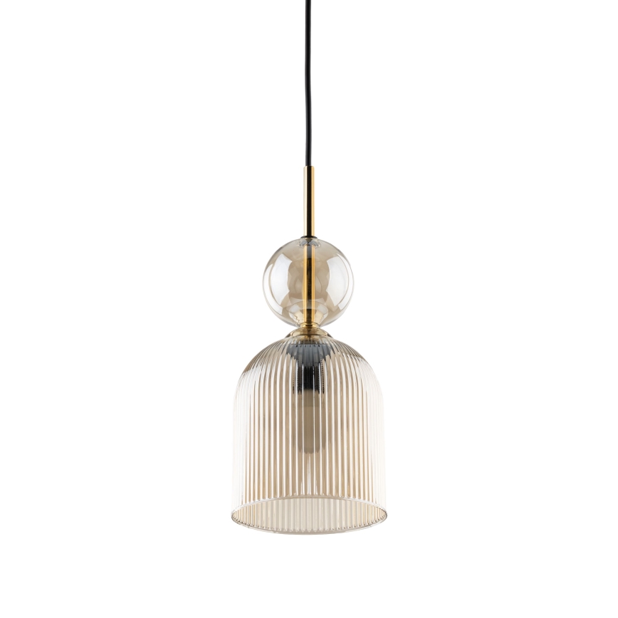 Suspension sur câble SOPHIA 1xE14/10W/230V noir/beige fumé