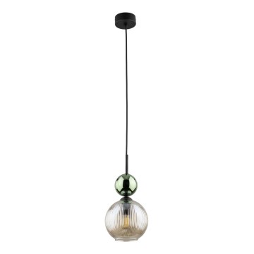 Suspension sur câble SOPHIA 1xE14/10W/230V noir/vert/beige fumé
