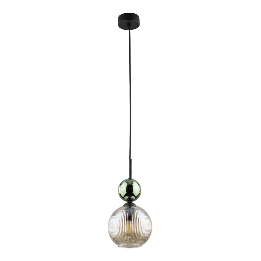 Suspension sur câble SOPHIA 1xE14/10W/230V noir/vert/beige fumé