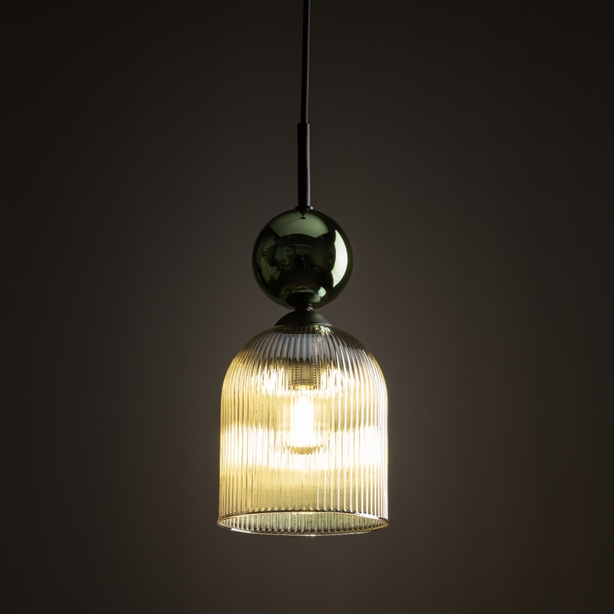 Suspension sur câble SOPHIA 1xE14/10W/230V noir/vert/beige fumé