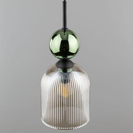 Suspension sur câble SOPHIA 1xE14/10W/230V noir/vert/beige fumé