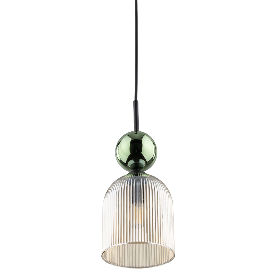 Suspension sur câble SOPHIA 1xE14/10W/230V noir/vert/beige fumé