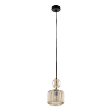 Suspension sur câble SOPHIA 1xE14/10W/230V noire/beige fumé