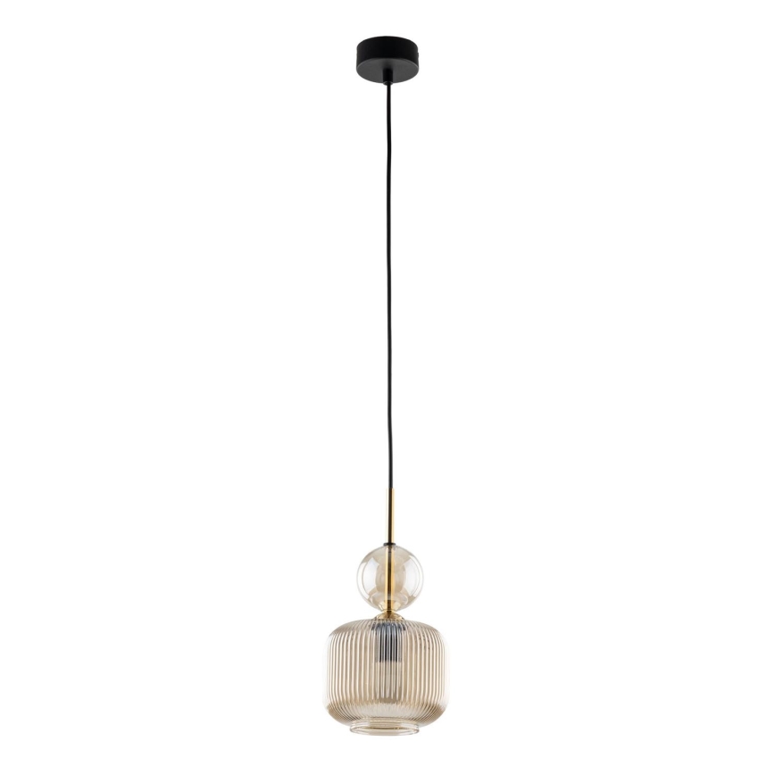 Suspension sur câble SOPHIA 1xE14/10W/230V noire/beige fumé