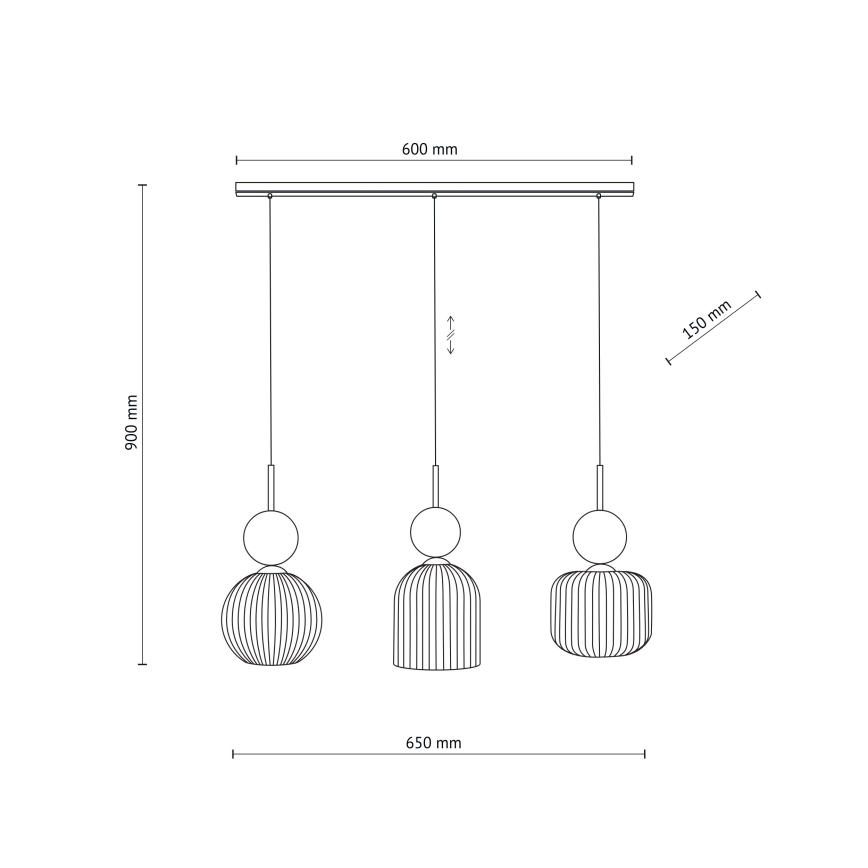 Suspension sur câble SOPHIA 3xE14/10W/230V noir/vert/beige fumé