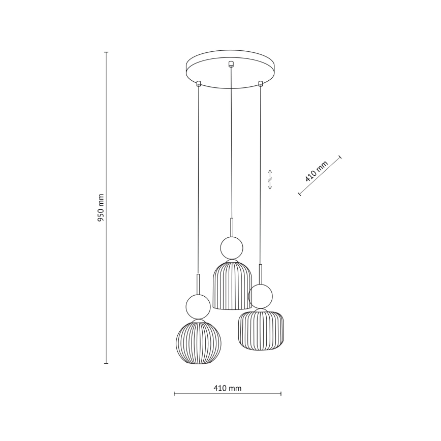 Suspension sur câble SOPHIA 3xE14/10W/230V noir/vert/beige fumé