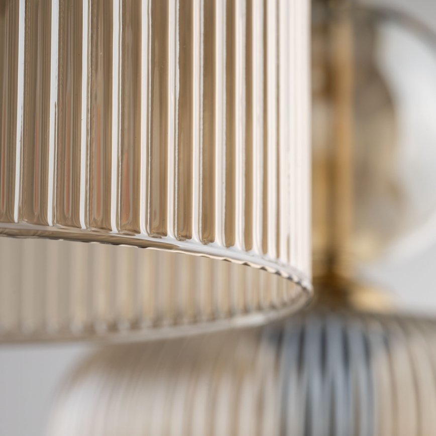 Suspension sur câble SOPHIA 3xE14/10W/230V noire/beige fumé