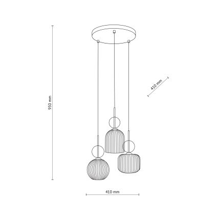 Suspension sur câble SOPHIA 3xE14/10W/230V noire/beige fumé