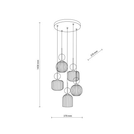 Suspension sur câble SOPHIA 5xE14/10W/230V noir/beige fumé