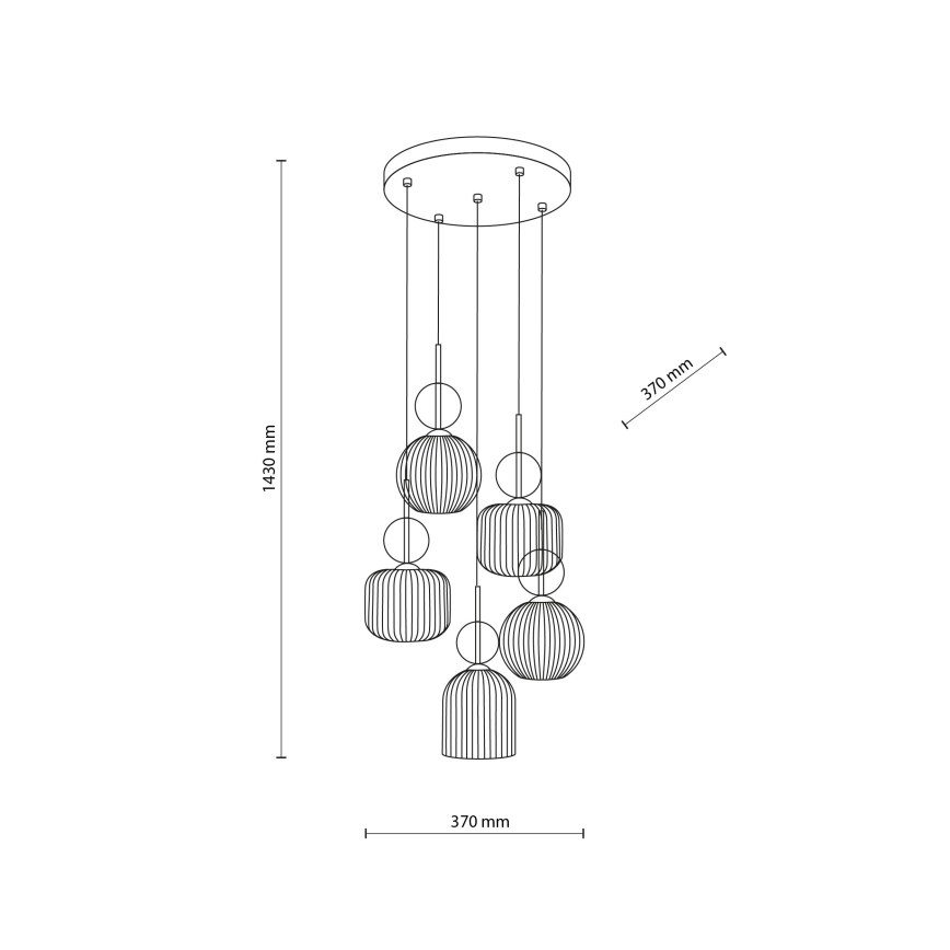 Suspension sur câble SOPHIA 5xE14/10W/230V noir/beige fumé