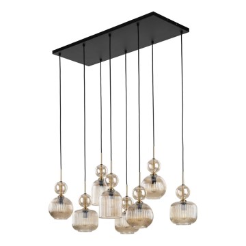 Suspension sur câble SOPHIA 8xE14/10W/230V noir/beige fumé