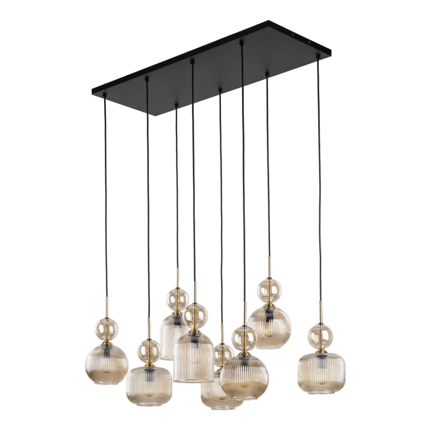 Suspension sur câble SOPHIA 8xE14/10W/230V noir/beige fumé