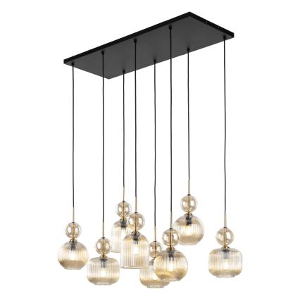 Suspension sur câble SOPHIA 8xE14/10W/230V noir/beige fumé