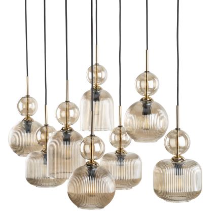 Suspension sur câble SOPHIA 8xE14/10W/230V noir/beige fumé