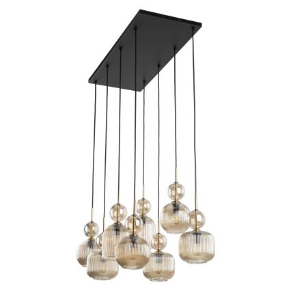 Suspension sur câble SOPHIA 8xE14/10W/230V noir/beige fumé