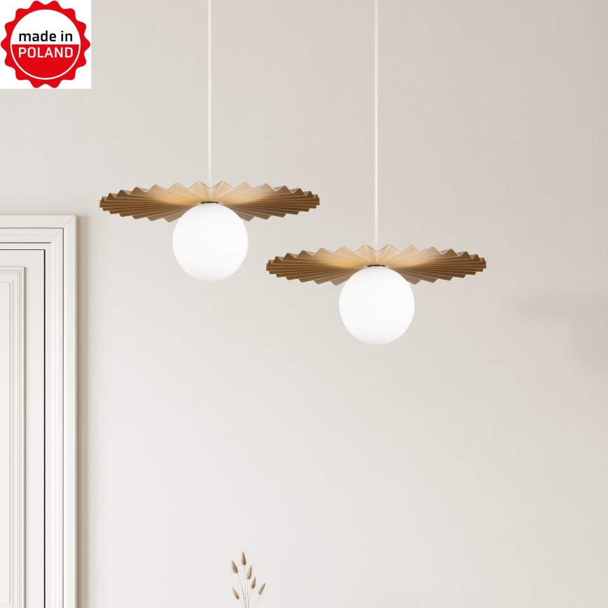 Suspension sur câble SUNPLISS 1xG9/10W/230V Ø 35 cm doré/crème