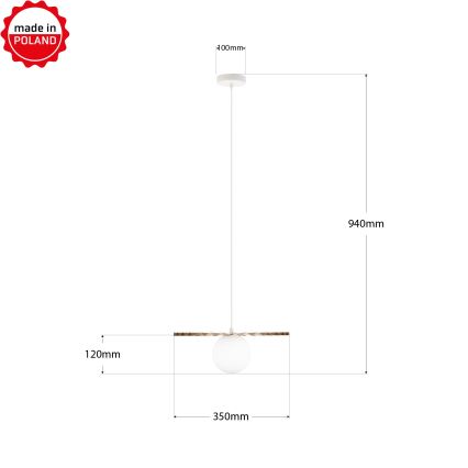 Suspension sur câble SUNPLISS 1xG9/10W/230V Ø 35 cm doré/crème
