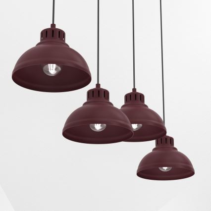 Suspension sur câble SVEN 4xE27/15W/230V bordeaux