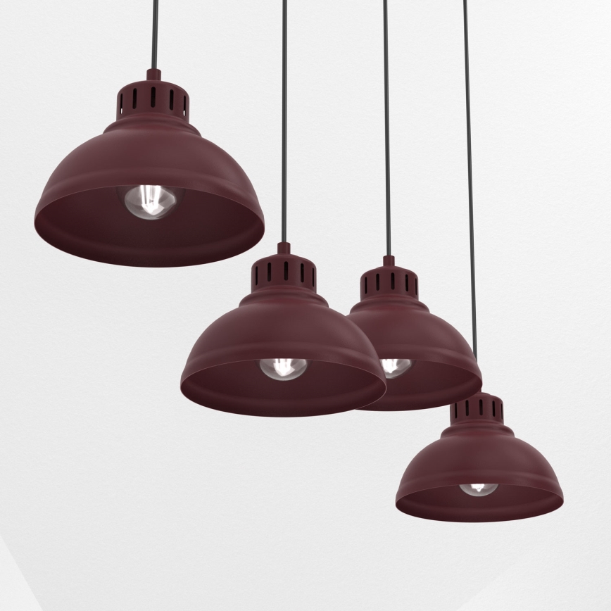 Suspension sur câble SVEN 4xE27/15W/230V bordeaux