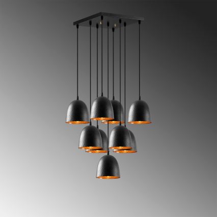 Suspension sur câble TATTOO 9xE27/40W/230V noire