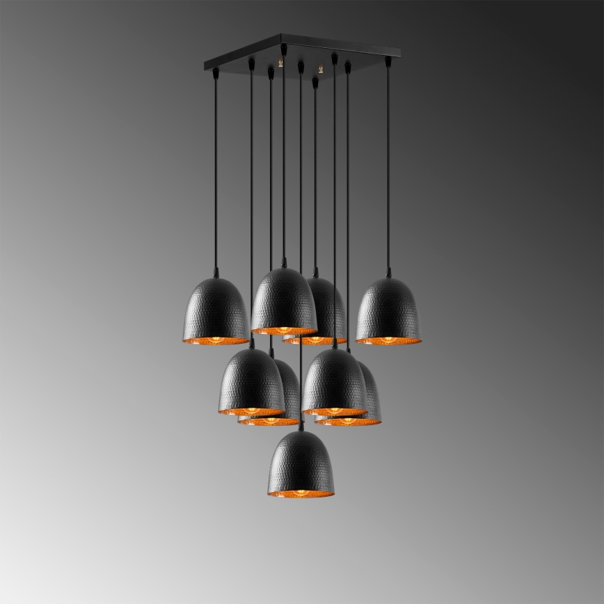 Suspension sur câble TATTOO 9xE27/40W/230V noire