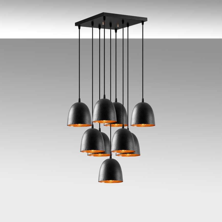 Suspension sur câble TATTOO 9xE27/40W/230V noire