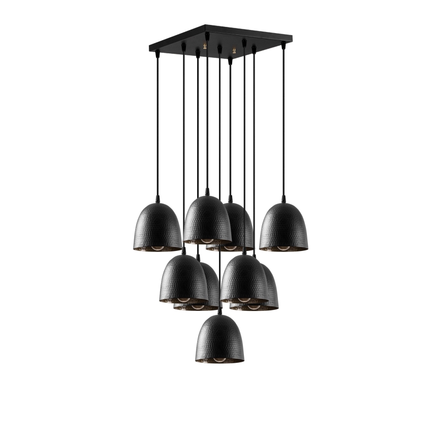 Suspension sur câble TATTOO 9xE27/40W/230V noire