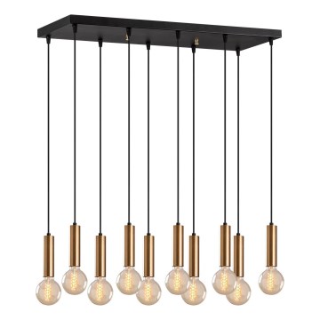 Suspension sur câble TEMPO 10xE27/40W/230V dorée
