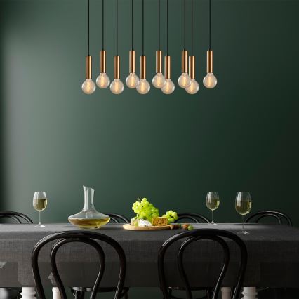 Suspension sur câble TEMPO 10xE27/40W/230V dorée
