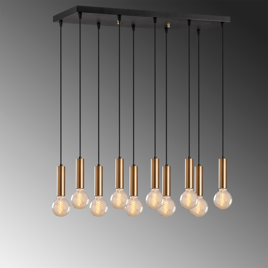 Suspension sur câble TEMPO 10xE27/40W/230V dorée