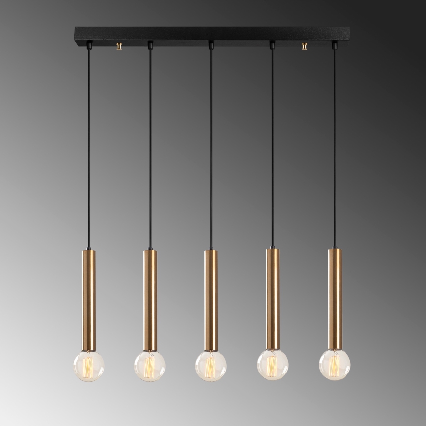 Suspension sur câble TEMPO 5xE27/40W/230V dorée